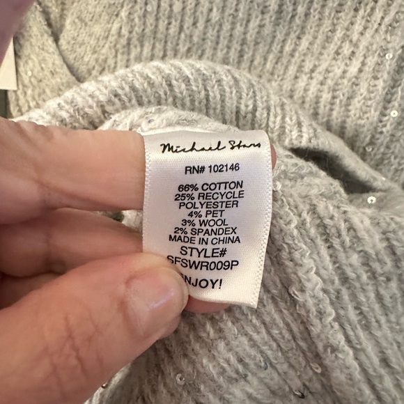 NWT SP MICHAEL STARS Laurel grey sparkle detail woman surplice Wrap rib sweater - Picture 10 of 16
